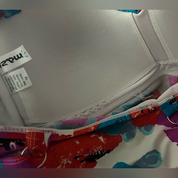 Mazu Swim Floral Plus Size (14) Tankini Top only Padded tata Support Cinched - Picture 8 of 10